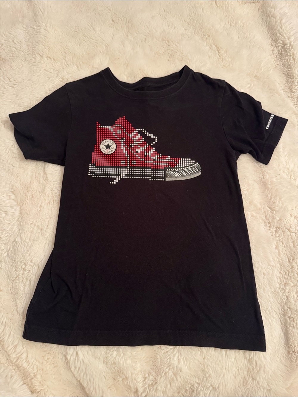 Converse Black Baby Tee with Red Sneaker Graphic